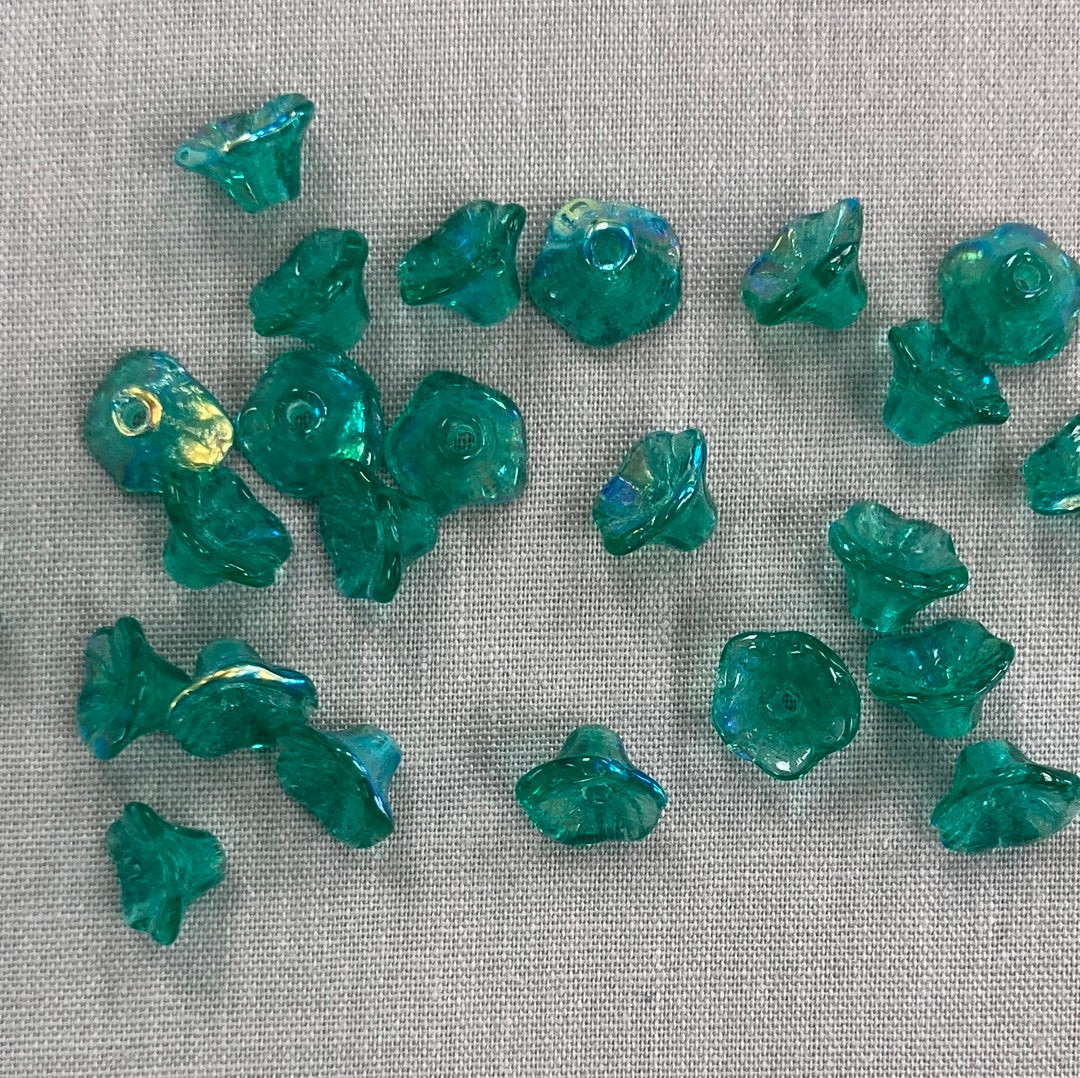 4x6mm Bell Flower - Teal AB - qty 25