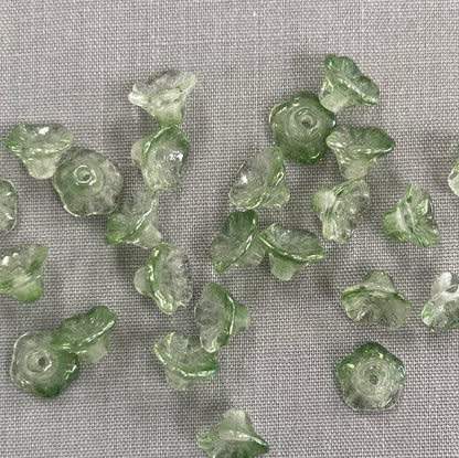 4x6mm Bell Flower - Green/Clear - qty 25