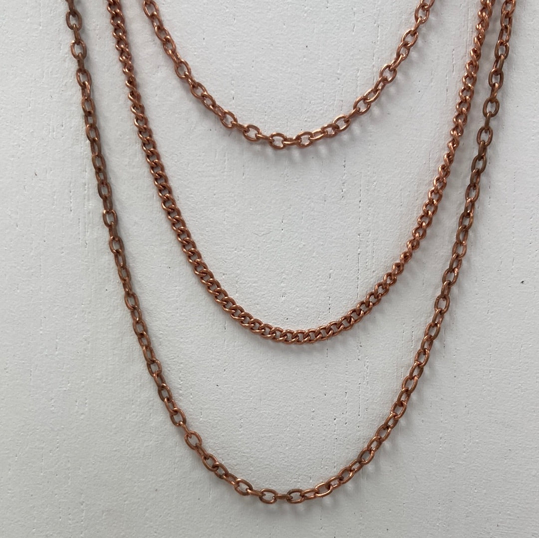 Copper 3 Strand Chain Necklace - 19-22"
