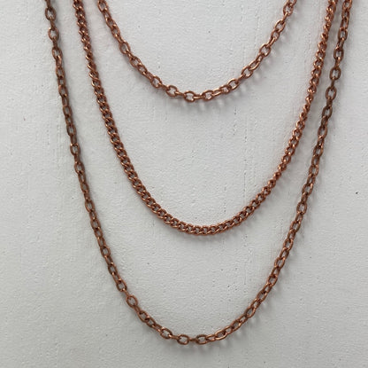 Copper 3 Strand Chain Necklace - 19-22" - qty 10
