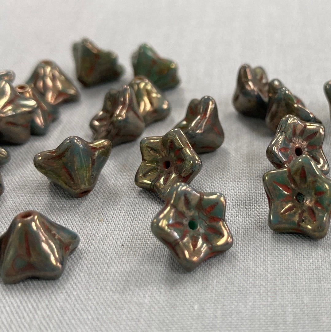 5x8mm Bell Flower - Bronze Luster - qty 25