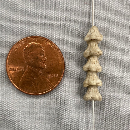 5x6mm Bell Flowers - Ivory and Gold with Etched Finish