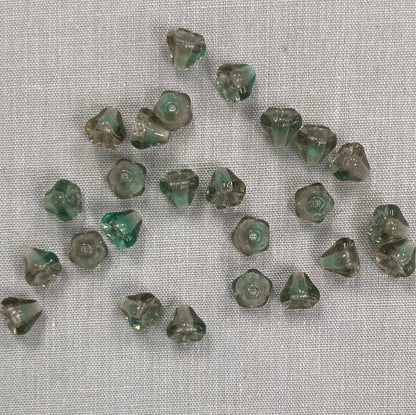 5x6mm Bell Flower - Green/Gray - qty 25