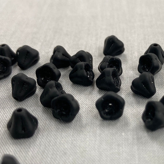 5x6mm Bell Flower - Matte Black - qty 25