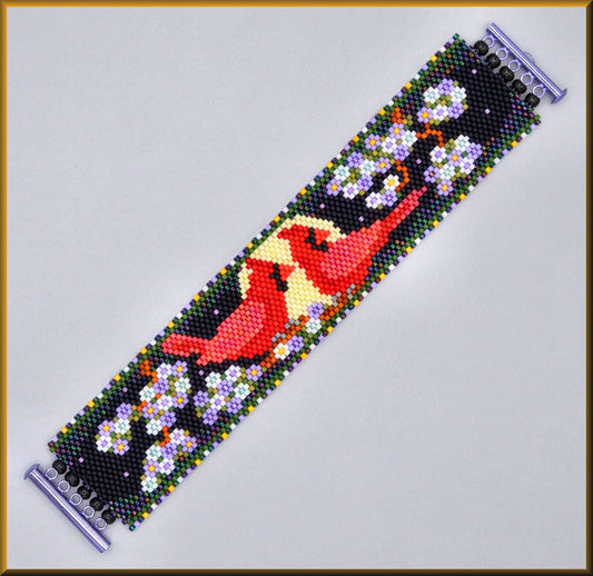 Cardinal Blossoms Bracelet Pattern - PDF