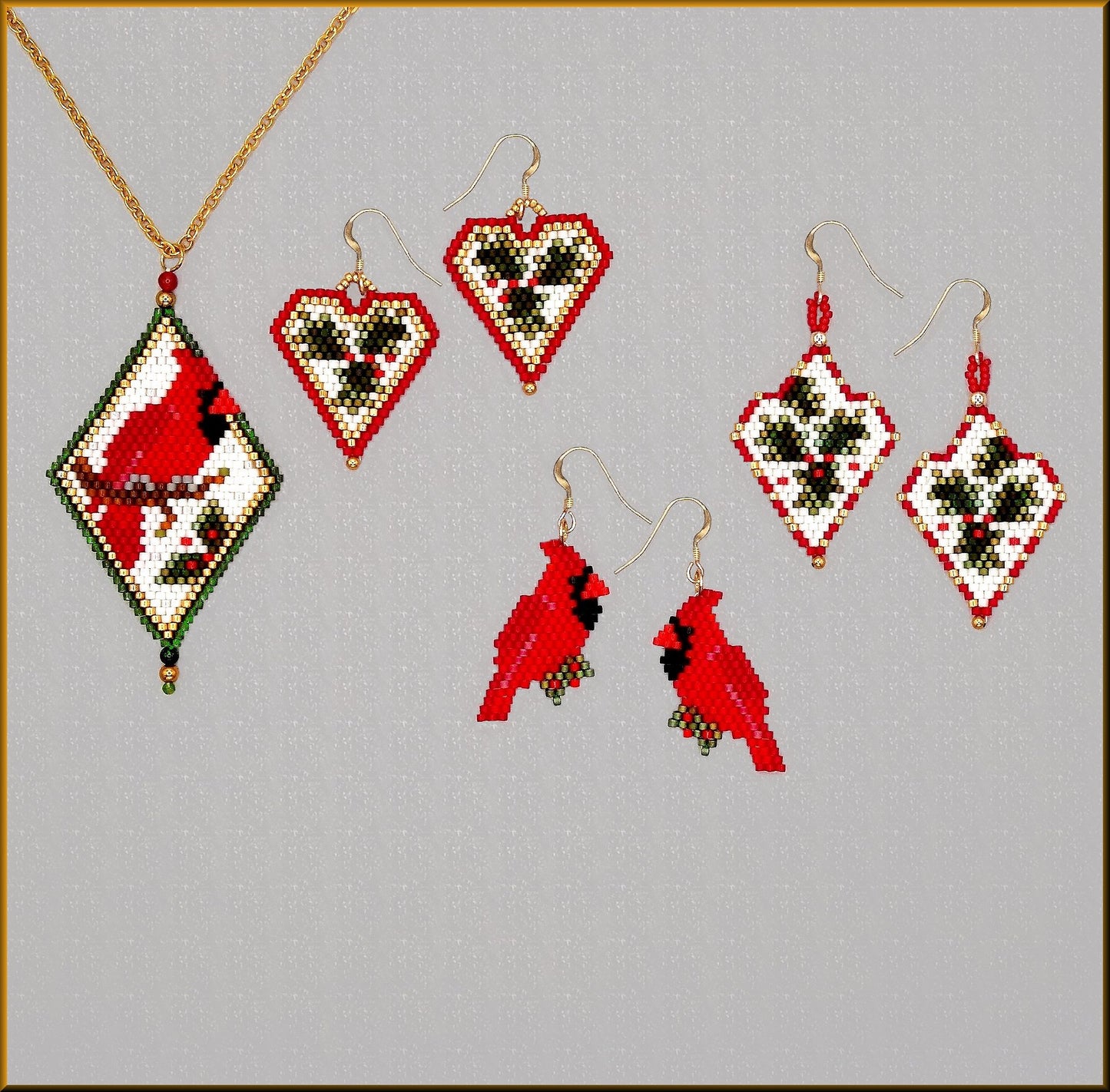 Cardinal Greetings Pendant and Earring Pattern - PDF