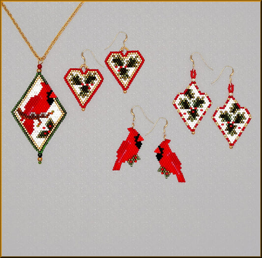 Cardinal Greetings Pendant and Earring Pattern - PDF