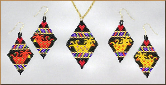 Chicken Hearts Pendant and Earring Pattern - PDF