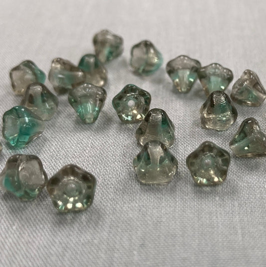 5x6mm Bell Flower - Green/Gray - qty 25