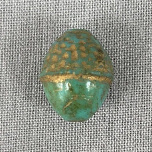 Czech Glass Acorn Bead - Tea Green Picasso - each