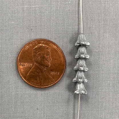 5x6mm Bell Flower - Silver - qty 25