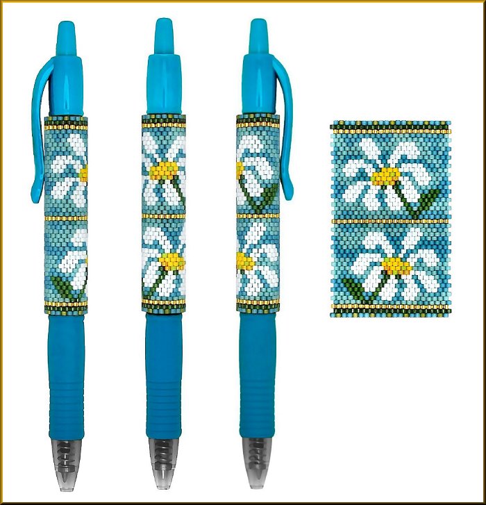 Daisy Blue Pen Wrap Pattern - PDF