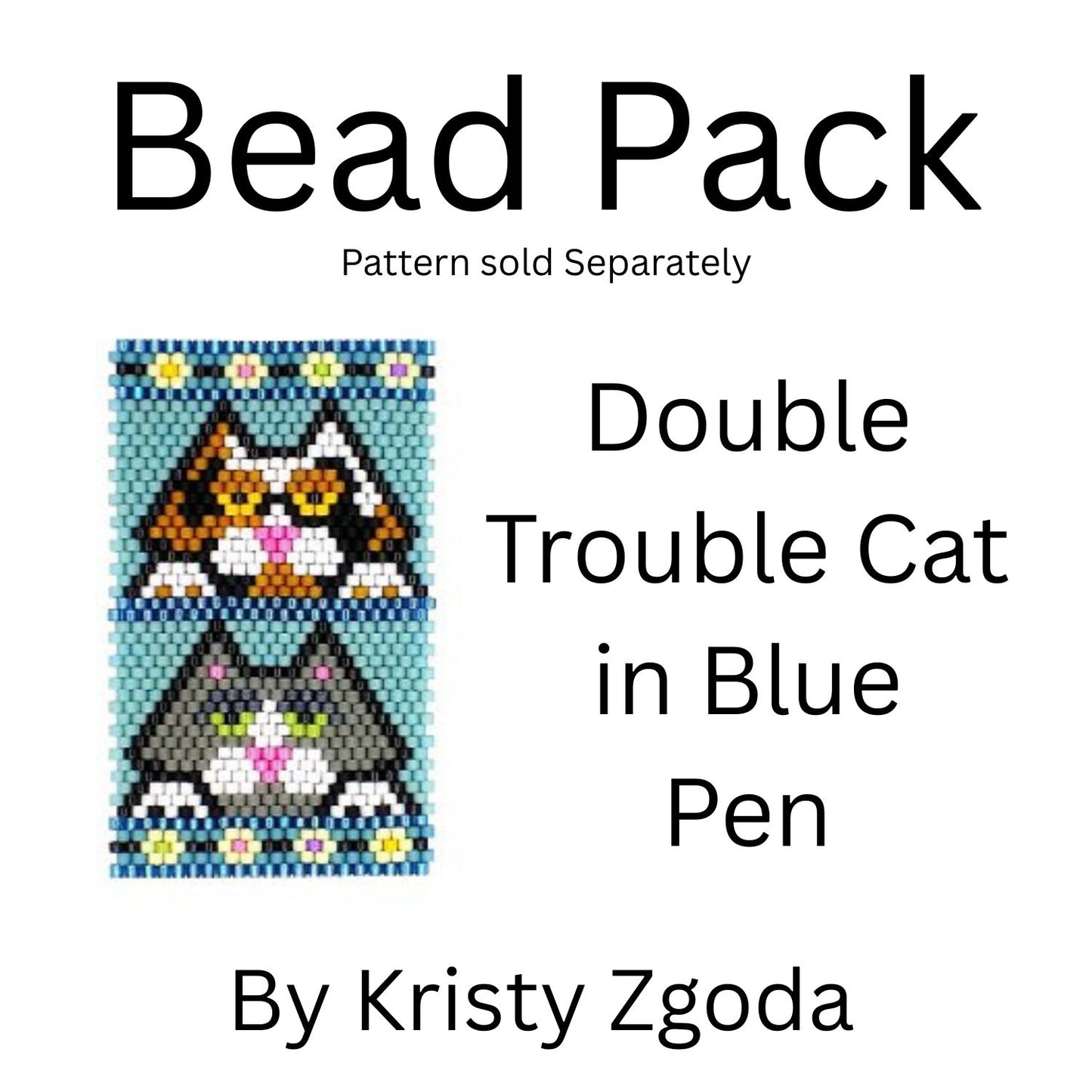 Double Trouble Cat in Blue Pen Bead Pack