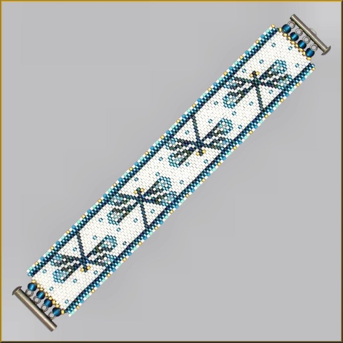 Dragonfly Blueberry Ribbon Bracelet Pattern - PDF