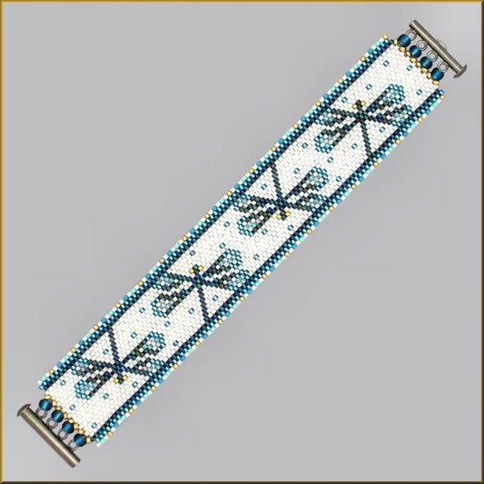 Dragonfly Blueberry Ribbon Bracelet Pattern - PDF