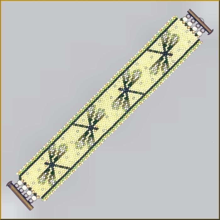 Dragonfly Celery Shimmer Bracelet Pattern - PDF