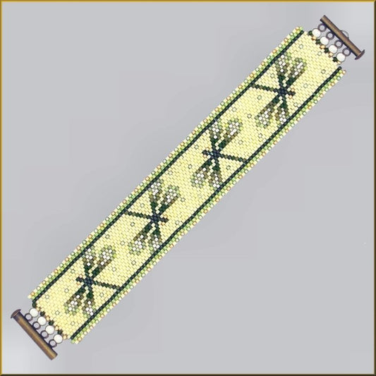 Dragonfly Celery Shimmer Bracelet Pattern - PDF