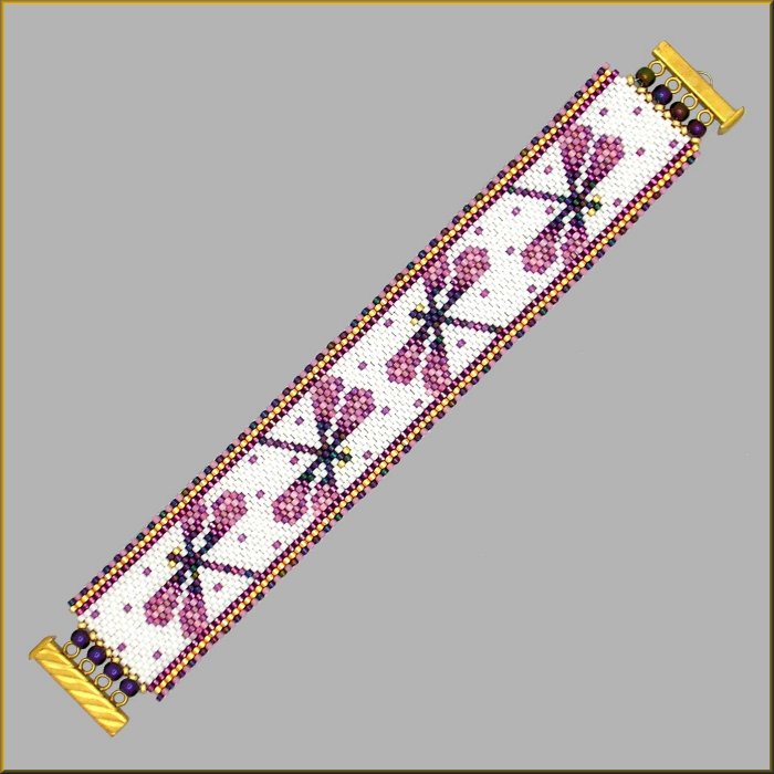Dragonfly Very Berry Bracelet Pattern - PDF
