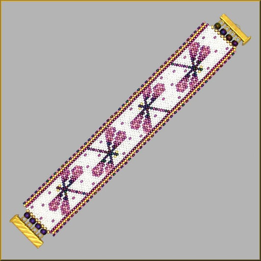Dragonfly Very Berry Bracelet Pattern - PDF