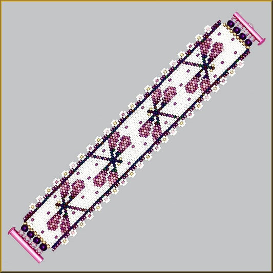 Dragonfly Berries and Cream Bracelet Pattern - PDF
