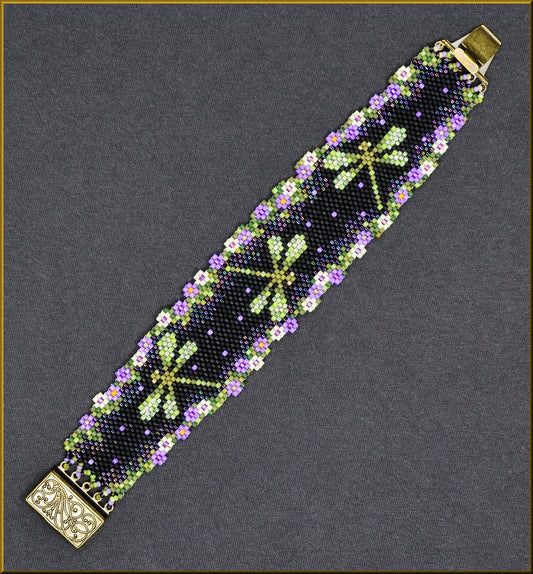 Dragonfly Blooms Bracelet Pattern - PDF