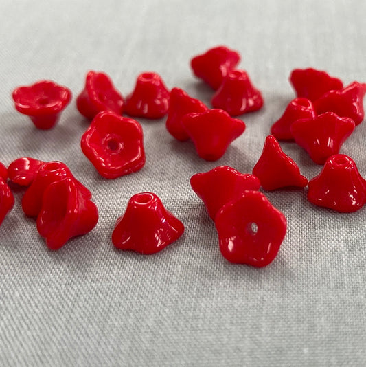 4x6mm Bell Flower - Red - qty 25