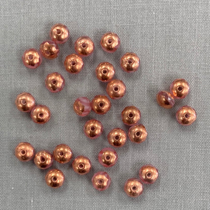 5x3mm Rondelle - Pink with Copper