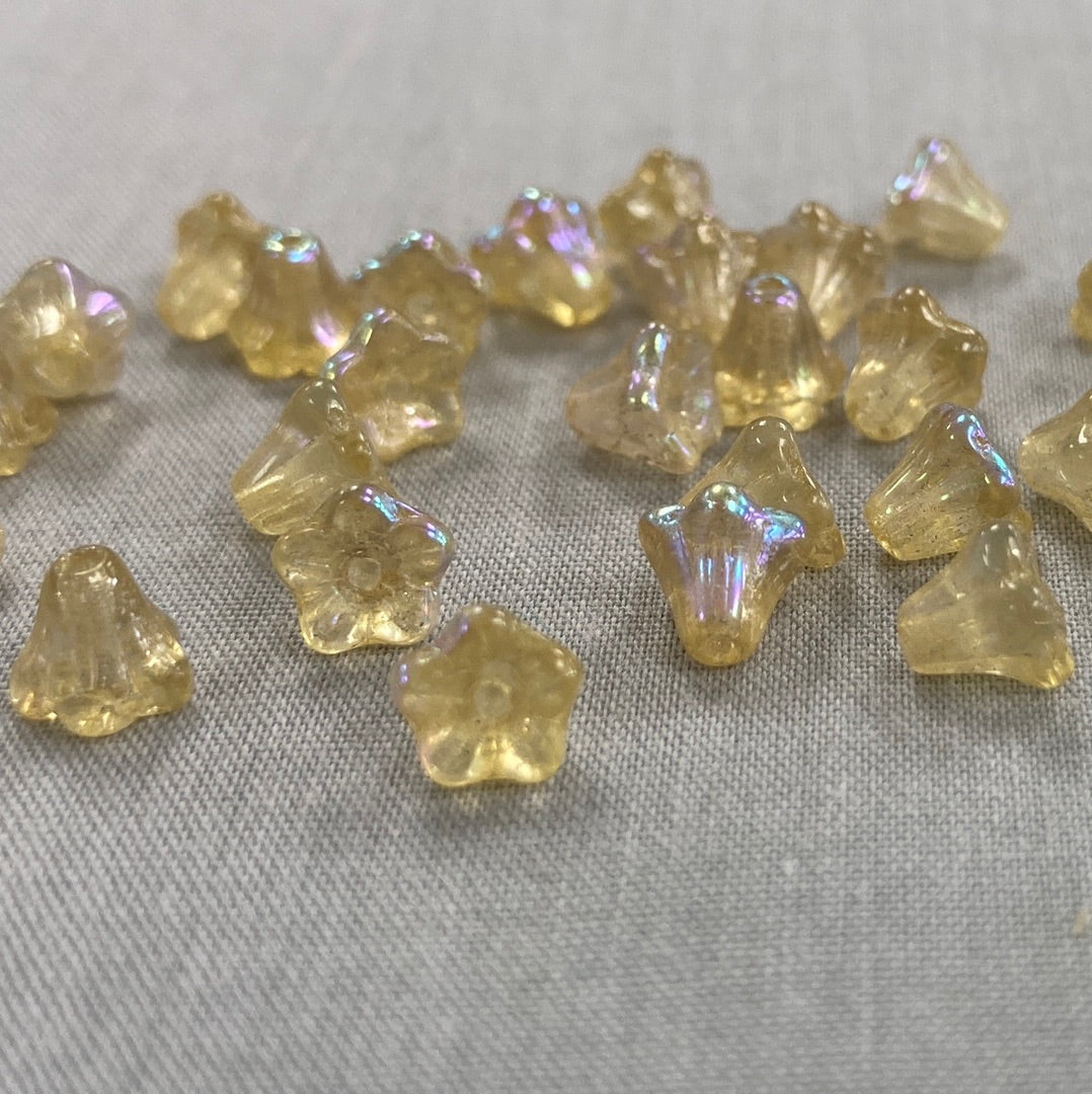 5x6mm Bell Flowers - Pale Yellow AB - qty 30