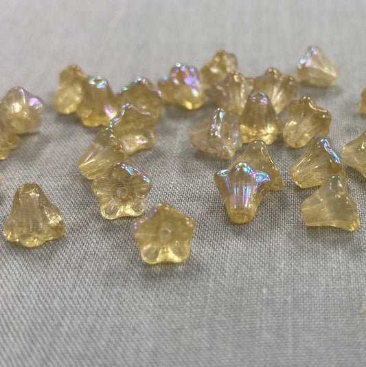 5x6mm Bell Flowers - Pale Yellow AB - qty 30