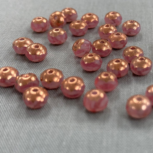 5x3mm Rondelle - Pink with Copper