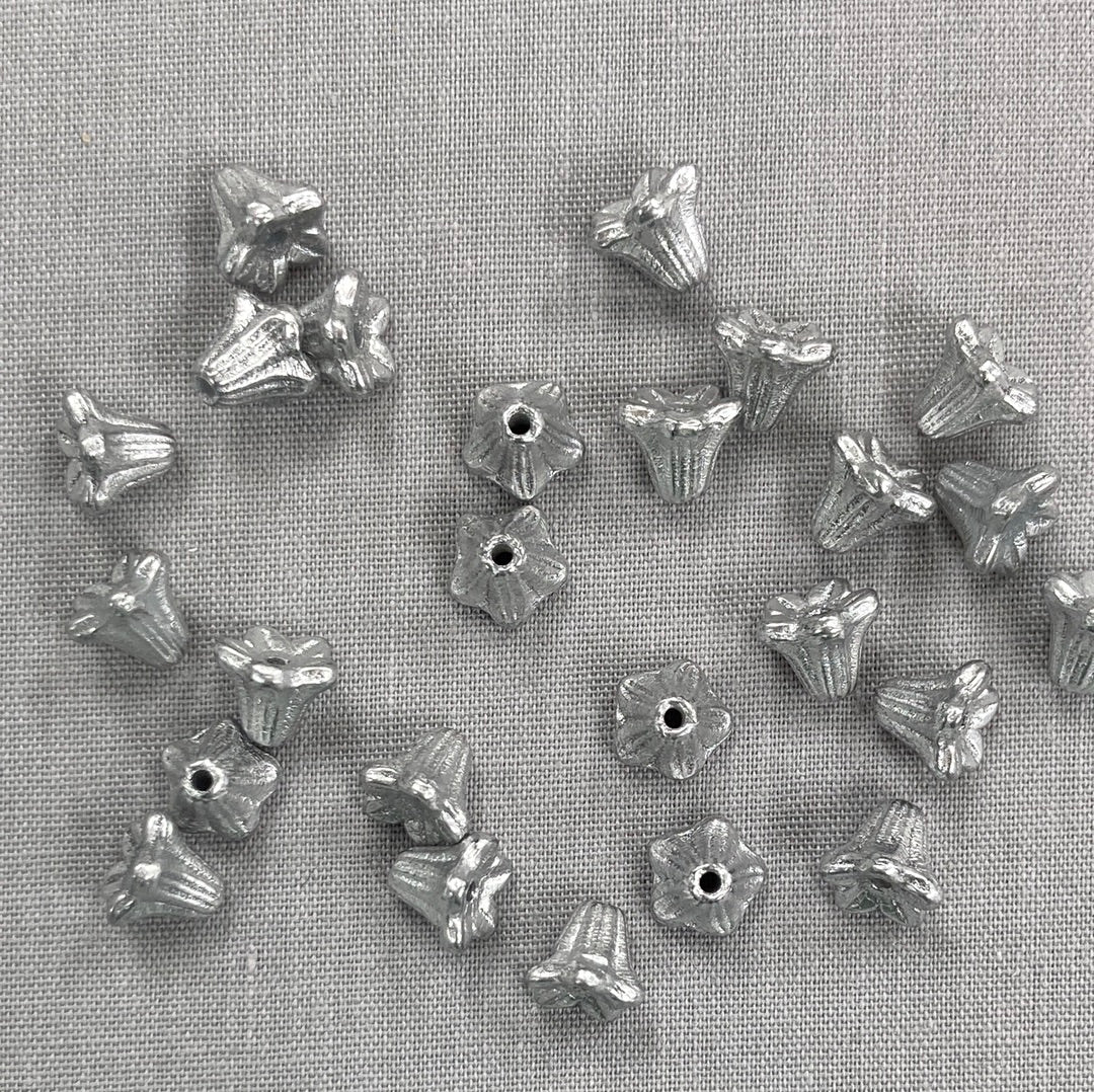 5x6mm Bell Flower - Silver - qty 25