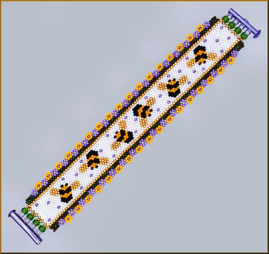 Field of Bees Bracelet Pattern - PDF