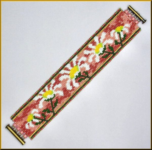 Field of Daisies in Peach Bracelet Pattern - PDF