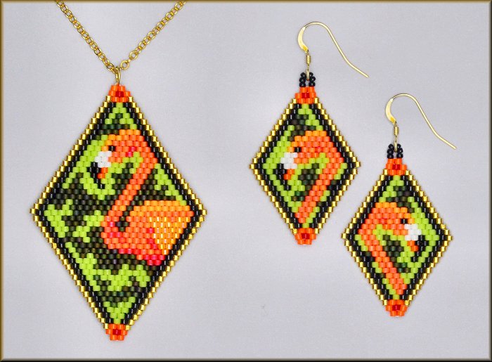 Flamingo Park Pendant and Earring Pattern - PDF