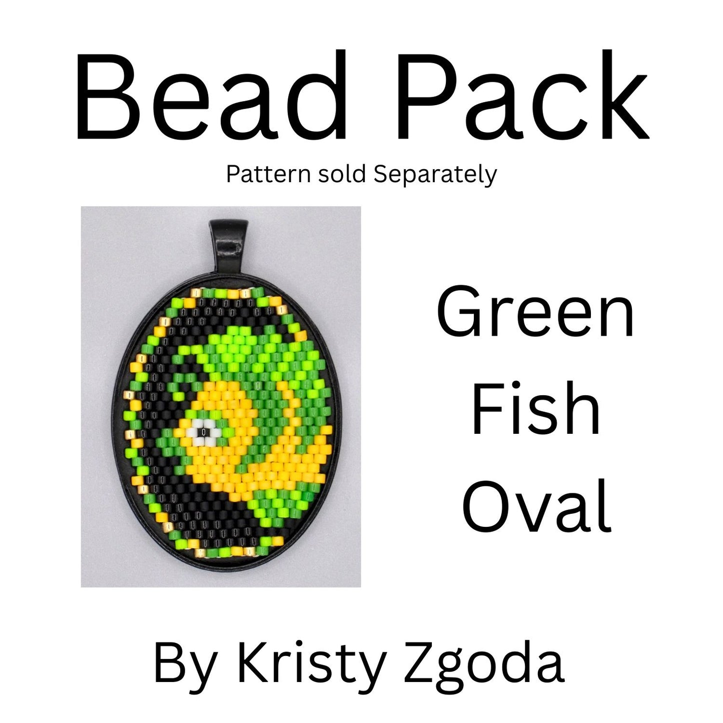 Green Fish Oval Bead Pack