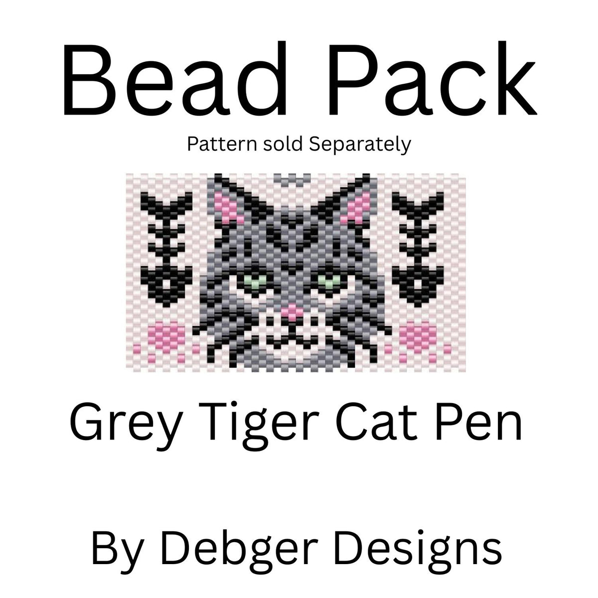 Grey Tiger Cat Pen Bead Pack