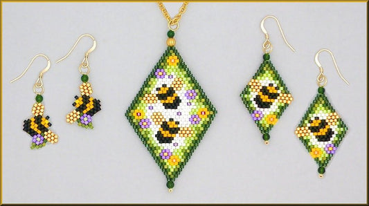 Honey Bee Springtime Pendant and Earring Pattern - PDF