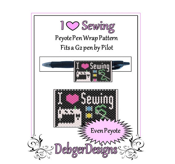 I Love Sewing Pen Wrap Pattern - PDF