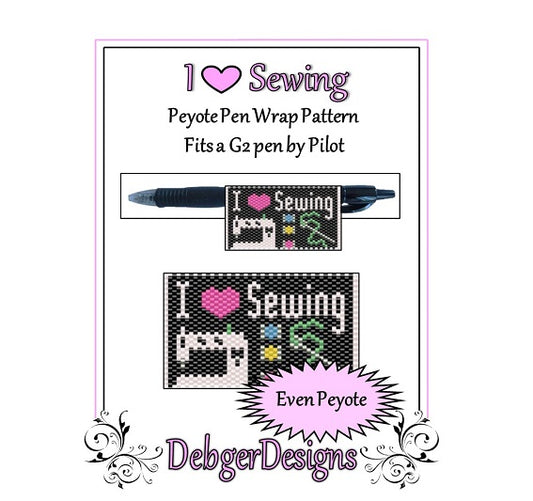 I Love Sewing Pen Wrap Pattern - PDF