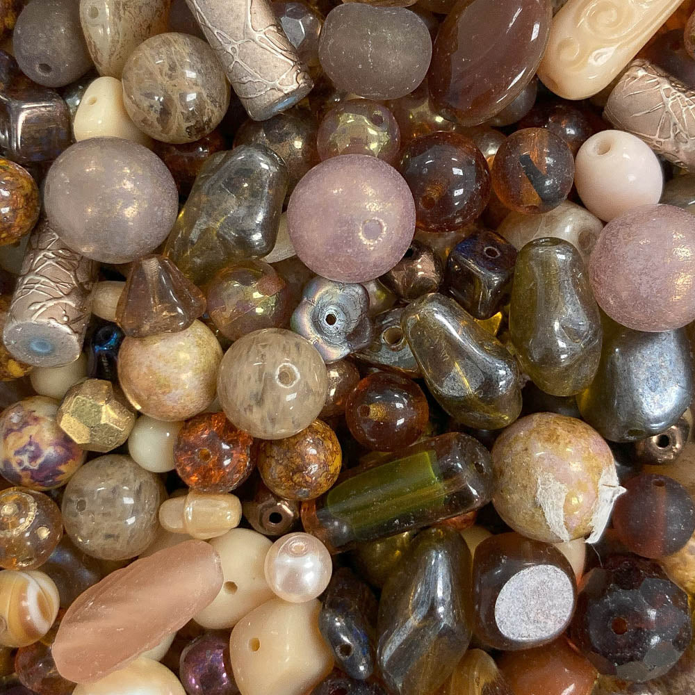 Coffee & Cream - Big Glass Beads Mix - 4oz