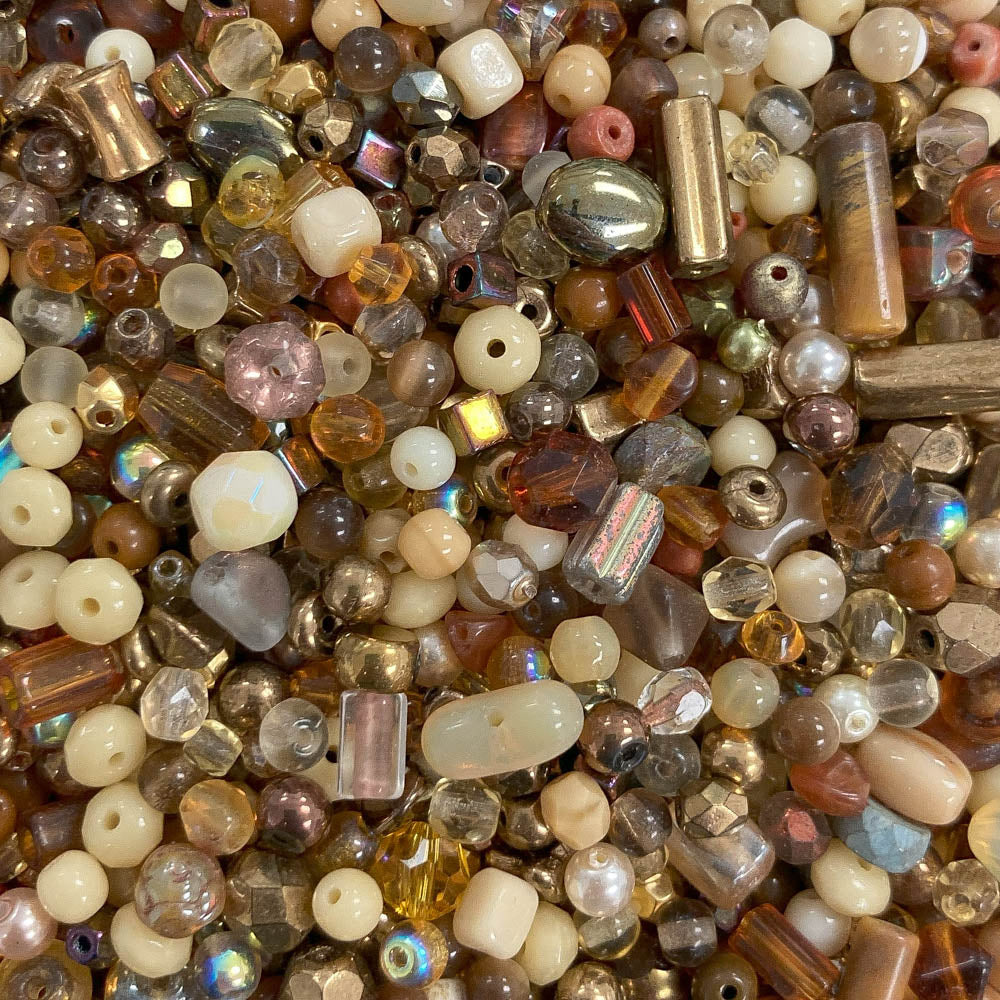 Coffee & Cream - Small Glass Beads Mix - 2oz
