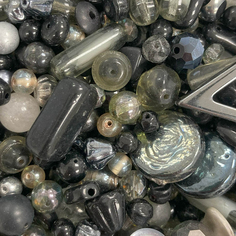Midnight & Moonlight - Big Glass Beads Mix - 4oz