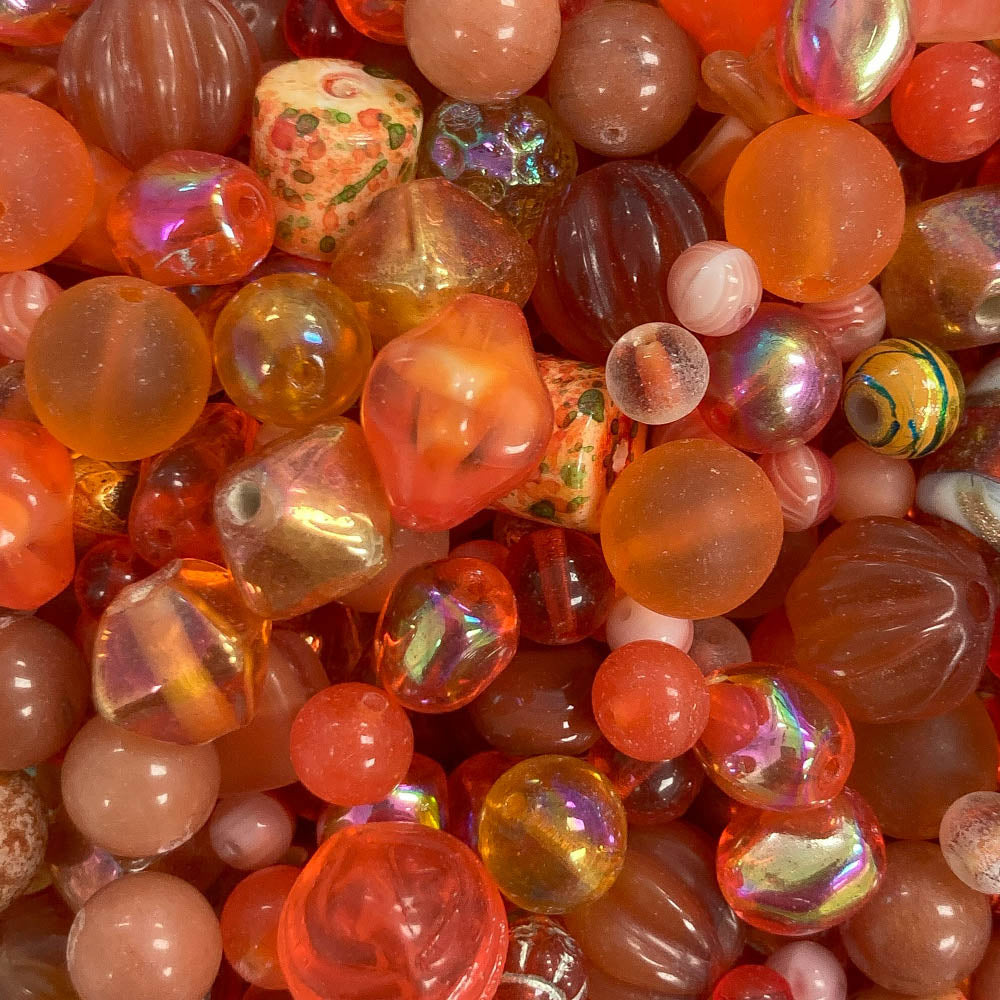 Tangerine & Mango- Big Glass Beads Mix - 4oz