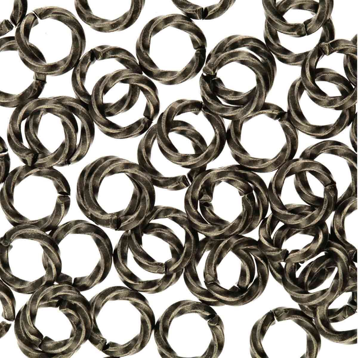 6mm Twisted Jump Ring - Antique Silver - qty 144