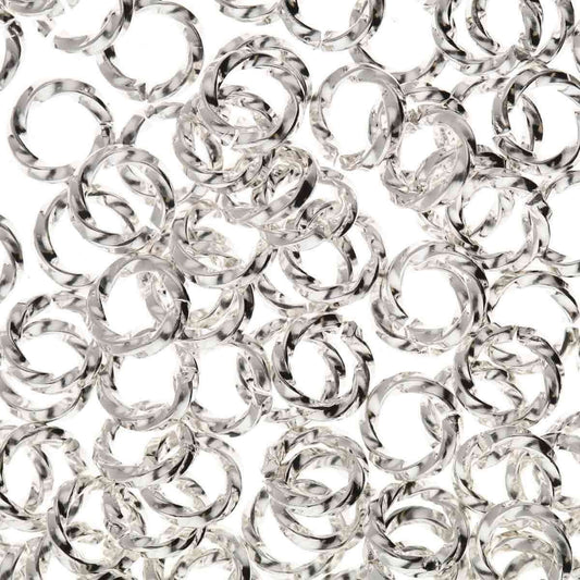 6mm Twisted Jump Ring - Silver - qty 144