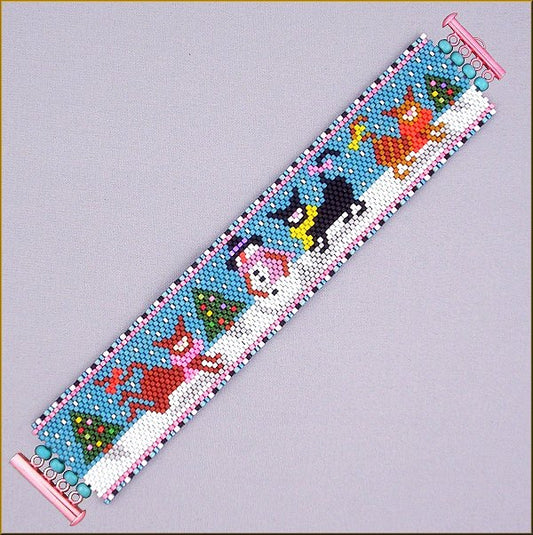 Kitty Cat Christmas Fun Bracelet Pattern - PDF