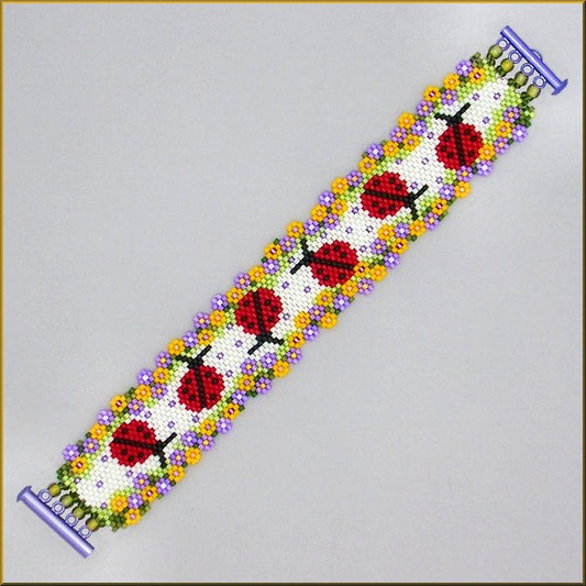 Ladybug Shimmer Bracelet Pattern - PDF