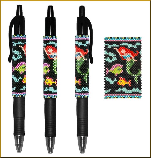 Mermaid and her Fishy Friends Pen Wrap Pattern - PDF