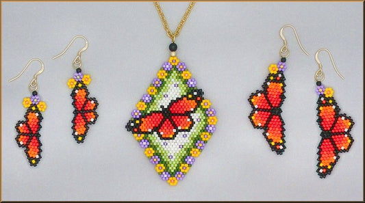 Monarch Splash Pendant and Earring Pattern - PDF