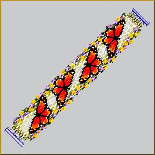 Monarch Spring Flowers Bracelet Pattern - PDF